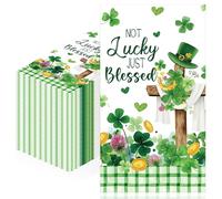 MOIZYNG 100 Pcs St. Patrick's Day Napkins Decorations, Not Lucky Just Blessed Cross Shamrock Clover Paper Dinner Hand Towel Napkins for Spring Home Bathroom Holiday Irish Party Favors Supplies