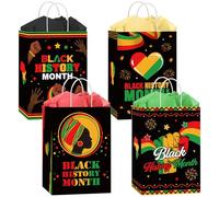 MOIZYNG 16 Pcs Black History Month Gift Bags with Handles and Tissue Paper, Black History Month Paper Candy Treat Goodie Bags for African American Festival Holiday Party Favors Supplies