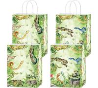 MOIZYNG 16 Pcs Snake Gift Bags, Snake Paper Candy Treat Goodie Bags with Handles, Reptile Birthday Party Decorations for Kids Boys Girls Jungle Swamp Camping Wilderness Animals Party Favors
