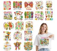 MOIZYNG 20 Sheets Cinco de Mayo Iron on Transfers for T-Shirts, Mexican Fiesta DTF Transfers Ready to Press Heat Transfers Vinyl, Iron on Patches for Clothes Bag Pillow Covers DIY Crafts