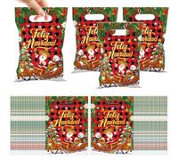 MOIZYNG 50 Pcs Feliz Navidad Gift Bags, Mexican Christmas Plastic Bags