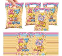 MOIZYNG 50Pcs 6 7 Bithday Gift Bags with Handles, Baseball Ice Cream Drip Plastic Candy Treat Goodie Bags, Funny 67 Six Seven Sports Themed Birthday Party Favors Decorations
