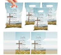 MOIZYNG Christian Gift Bag with Bible Verses, Inspirational Cross Design, Religious Gift Bags for Church, Baptism, and Faith-Based Occasions