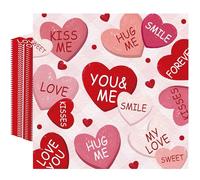 MOIZYNG Valentines Napkins 100 Pcs Disposable Conversation Hearts Cocktail Paper Napkins for Valentine's Day Wedding Engagement Anniversary Dinner Birthday Party Supplies