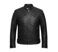 Moizzy Men's Black Leather Jacket-David Beckham Quilted Biker Premium Real Leather Moto Fashion Jacket (DB-(Black), UK, Alpha, M, Regular, Regular)