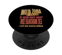Moja Zona Twierdzi Funny Polish Husband Joke Marriage Humor PopSockets Adhesive PopGrip