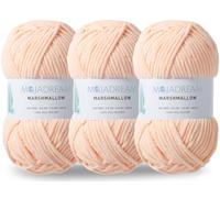 MOJADREAM 3PCS 3.5oz Chenille Yarn for Blankets Amigurumi: Soft Velvet Baby Yarn Blanket Knitting and Crocheting Bulky 5# Yarn 3 Skeins of 100g (Pale Peach)