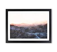 Mojave Desert Highway in California Painting Framed Print | A2 Black Framed Wall Art | Ready to Hang | Modern Landscape Picture | Living Room Bedroom Lounge Office