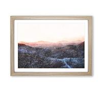 Mojave Desert Highway in California Painting Framed Print | A2 Oak Framed Wall Art | Ready to Hang | Modern Landscape Picture | Living Room Bedroom Lounge Office