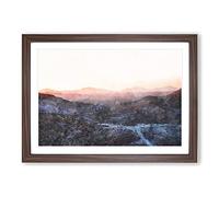 Mojave Desert Highway in California Painting Framed Print | A2 Walnut Framed Wall Art | Ready to Hang | Modern Landscape Picture | Living Room Bedroom Lounge Office