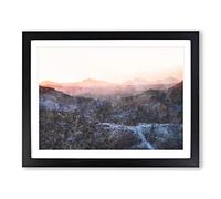 Mojave Desert Highway In California Painting Modern Art Framed Print | A2 Black Framed Wall Art | Ready to Hang | Modern Landscape Picture | Living Room Bedroom Lounge Office