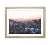 Mojave Desert Highway In California Painting Modern Art Framed Print | A2 Oak Framed Wall Art | Ready to Hang | Modern Landscape Picture | Living Room Bedroom Lounge Office