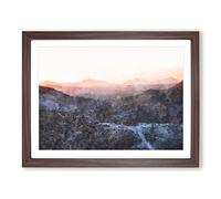 Mojave Desert Highway In California Painting Modern Art Framed Print | A3 Walnut Framed Wall Art | Ready to Hang | Modern Landscape Picture | Living Room Bedroom Lounge Office