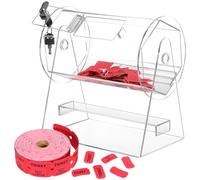 MOJIEZUO Acrylic Raffle Ticket Spinner Drum with 2000 Red Raffle Tickets Double Roll, Spinning Raffle Ticket Box for Balls, Chips, Tickets with 2 Keys, Transparent Raffle Ticket Box for Lottery Games