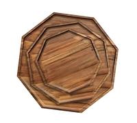 MOJIEZUO Set of 3 Acacia Wood Serving Trays, Octagonal Wooden Platters for Vegetable,Fruit , Charcuterie Boards ,Cheese Boards and Decorative Coffee Tea Platters (8 in & 10 in & 12 in)