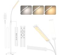 Mojimdo LED Floor Lamp with Remote, Touch Control Bright Floor Lamps, Dimmable 3 Color Modes&10 Brightness Standing Lamp, Flexible Arm Reading Lamp for Living Room Bedroom Office-USB Adapter Included