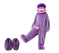 mojingder Funny Silly Onesie Children Big Mouth Monster Hooded One-Piece | Soft Fabric Long Fun Relaxing Cute Ultra Soft Plush Green Plush Monster Cozy Halloween Onesie Kids 2-13 Years