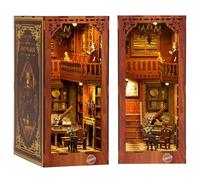 MOJINO Book Nook Kits for Adults, Miniature Dollhouse with LED Light Decor for Teens and Adults Booknook Bookshelf 3D Wooden Puzzle Bookends (Fairytale Cottage)