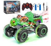 MOJINO Remote Control Car, Monster RC Car Truck for Kids Boys Age 6 7 8 9 10, 1:16 Dinosaur Toys Gift for Boys Gril 3+ with Sprays Light, All Terrains RC Drift Car, 60Min Play Time, Green