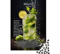 Mojito Cocktail Recipe Guide 1000-Piece Puzzle for Adults, 52x38cm/1000pcs; to Complete Gradually over A Weekend; White Pieces with A Smooth Surface