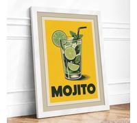 Mojito Moment Vintage Framed Wall Art Print A1 (84.1×59.4cm) White, Wall Decor for Living Room, Bedroom, Office & Home, Ready to Hang, Art Gift