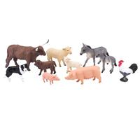 MOJO - Farm Yard Starter Set 10pc Figures Cows, Sheep, Pigs, Donkeys, Rooster | Hand-Painted Toy Figure | Farm Animals Collection | True to Life & Highly Detailed | Designed in UK