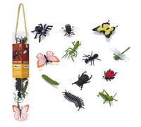 MOJO - Insects and Spider Mini Worlds Tube Playset 12pcs Spiders, Bugs, Butterflys, Dragonfaly, Beetle, Tarantula, Ladybug, Caterpillar, Grasshopper, Praying Mantis | Insect Collection