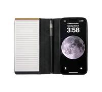 MOJO Notepad Phone Case for iPhone 13/14/15 - Folding Wallet Phone Case with Mini Pen and Note Pad (Black) (Fits iPhone 13)