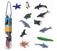 MOJO - Sea Life Mini Worlds Tube Playset 12pcs Starfish, Orca, Penguin, Whale, Stingray, Turtle, Dolphin, Octopus, Shark, Seal, Eel | Hand-Painted Toy Figures | Sealife Collection | Designed in UK