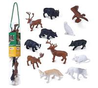 MOJO - Woodland Figure Mini Worlds Tube 12pc Deer, Eagle, Badger, Boar, Mouse, Wolf, Fox, Owl | Hand-Painted Toy Figure | Woodland Collection | True to Life & Highly Detailed | Designed in UK