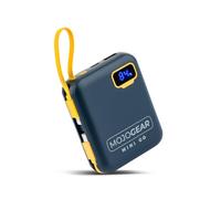 MOJOGEAR MINI GO 10,000 mAh - Compact Power Bank with Integrated Cables - 22.5 W Fast Charge - USB-C Power Delivery & Digital Display for Smartphone & Tablet - Blue