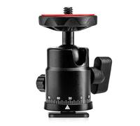 MOJOGEAR P05-C Rotating Tripod Head with Hot Shoe - Place Your Accessories on a Lamp or Phone Holder - Adjustable Tripod Head - Red/Black