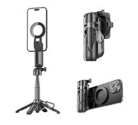 MOJOGEAR TS2 6-in-1 Mini Selfie Tripod Grip - Magnetic Selfie Stick and Table Tripod for MagSafe iPhone - Extendable up to 47.5 cm with Removable Bluetooth Remote Control and Smartphone Clamp
