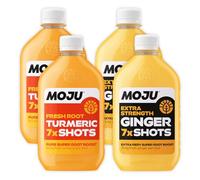 MOJU Extra Vitality Pack - Dosing Bottles (4 x 420ml), 2x Turmeric and 2x Extra Strength Ginger, Natural Ingredients, No Added Sugars or Sweeteners, Vegan