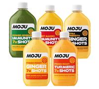 MOJU Variety Dosing Bottles (5 x 420ml) Ginger, Turmeric, Power Greens, Hot Mango and Extra Strength Ginger Shots, Your Plant Powered Morning Wake Up, No Added Sugars, Vegan