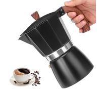 Moka Pot, 300ml(6 Cup) Espresso Maker with Heat-Resistant Wood Wood Grain Handle,Italian Stovetop Coffee Makers Percolator,Easy to Use & Clean, Portable Camping Home Use for Cappuccino Latte Mocha