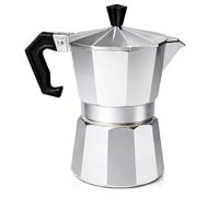 Moka Pot Stovetop Espresso Maker 6 Cup Aluminium Coffee Maker - Italian Espresso Percolator Cafetiere for Ground Coffee, Latte, Cappuccino, Mocha Maker, Heat Resistant Handle, Silver (Silver, 100ml)