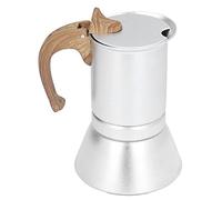Moka Pot Stovetop Maker Italian Coffee Maker 6 Cup Silver Induction Compatible with Sturdy Stainless Steel Aluminum Base for Home Travel Camping (150ml)
