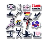 MOKADON 15 Pcs Cartoon Gymnastics Shoe Charms, Shoe Decoration Party Gifts For Boys, Girls, Kids, Women. (15Pcs Gymnastics), Polyvinyl Chloride, No Gemstone