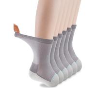 Mokah Stone Amputee Socks, Transmet Crew Socks for Partial Foot Amputation, Seamless, Extra Wide, Anti-Blister, 6 PCS, Iron Grey, Large