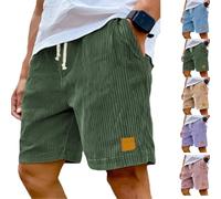 Mokaloha Mens Shorts, Pacific Cozy Short,Pacificozy Men's Shorts, Casual Corduroy Drawstring Elastic waistshort (Green,M)