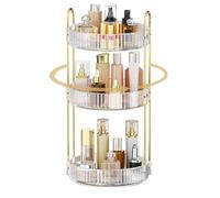 MOKANI 360 Rotating Makeup Organiser, 3 Tiers Spinning Skincare Organiser, Multi-Function Make Up Storage, Large Capacity Cosmetic Perfume Stand for Vanity, Bathroom and Bedroom