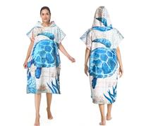 MOKANI Changing Robe, Hooded Towel Poncho for Swimming Pool, Beach, Surfing, Quick Dry & Light Weight Towelling Poncho for Adults Women Men (with Buttons,108L x 82W CM)