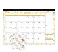 MOKANI Desk Calendar 2025-2026, Large Monthly Wall Calendar from Jul.2025 to Dec.2026 with Plastic Cover: 17"x12", 18 Months Academic Year Desk Pad with Planner Stickers