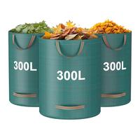 Mokani Garden Waste Bags Heavy Duty with Handles, 300L x 3 Reusable Garden Sacks, Foldable Camping Recycling Bags for Leaf, Trash, Debris, Garden Rubbish Bags Waterproof