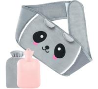 MOKANI Hot Water Bottle Belt, 1L Wearable Wrap Around Hot Water Bottle Set with Cover, Long Rubber Hot Water Bag for Shoulder, Neck, Waist, Back, Foot and Period Relief for Women (Animal)
