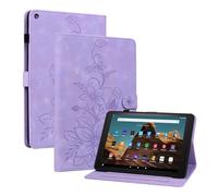 MOKASE Case Fit for Amazon Kindle Fire HD 10 Tablet 5th/7th/9th Generation 2015/2017/2019 Release, Suede Leather Folio Stand Cover with Auto Wake/Sleep&Card Slots for Fire HD 10.1 inch Tablet, Purple