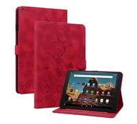 MOKASE Case Fit for Amazon Kindle Fire HD 10 Tablet 5th/7th/9th Generation 2015/2017 / 2019 Release, Suede Leather Folio Stand Cover with Auto Wake/Sleep&Card Slots for Fire HD 10.1 inch Tablet, Red