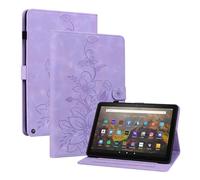 MOKASE Case Fit for Amazon Kindle Fire HD 8 & 8 Plus Tablet (12th / 10th Generation 2024/2022/2020), Suede Leather Folio Stand Cover with Pen Holder & Card Slots for Fire HD 8 & 8 Plus Tablet, Purple