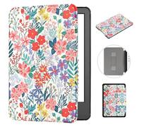 MOKASE Case for All-New Amazon 6" Kindle 11th Generation 2024/2022 Release, Slim PU Leather Magnetic Hard Cover with Hand Strap & Auto Wake/Sleep for 6" Kindle 11th 2024 E-Reader, Floral